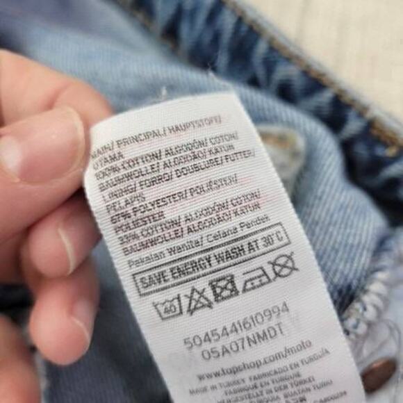 Topshop Moto Kiri Women's Blue Denim Frayed‎ Hem Jean Short Size 6 - Picture 6 of 7